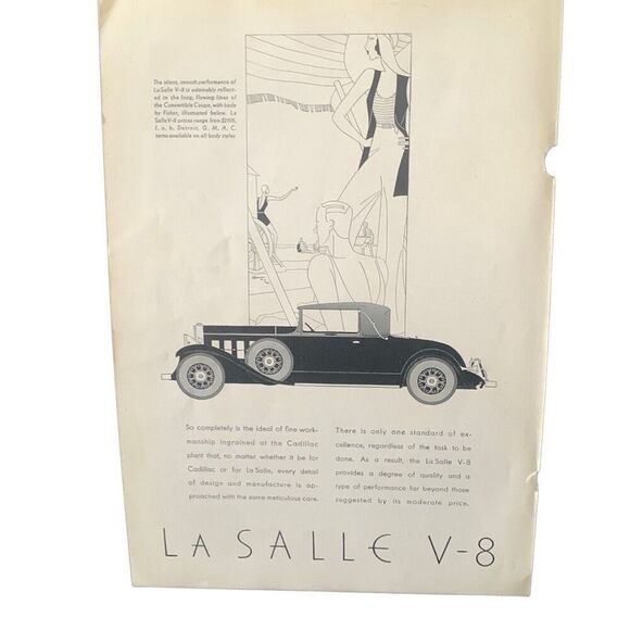 Vintage 1931 La Salle V-8 Convertible Coupe Ad Advertisement - Picture 1 of 7